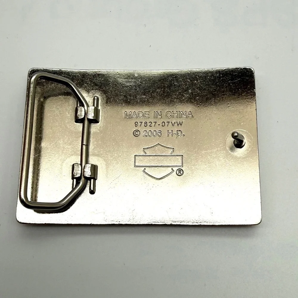Y2K Harley-Davidson‎ Womens Belt Buckle Pink Leather Inlay Silver Tone H-D Logo
